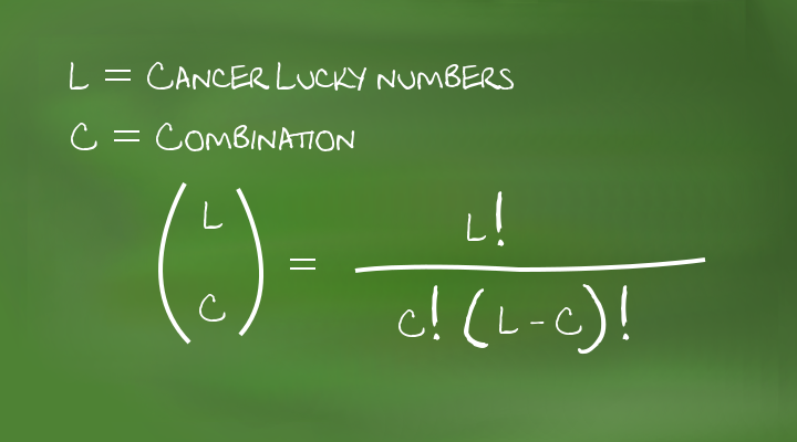 Cancer lucky numbers and the combination formula